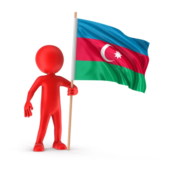 Man och Azerbajdzjan flagga (urklippsbana ingår) — Stockfoto