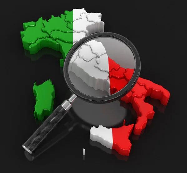 Map of Italy with loupe — Stock Photo, Image