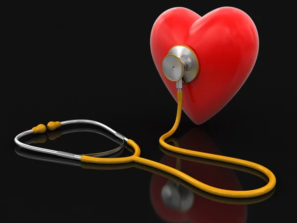 Stethoscope and heart (clipping path included) — Stock Photo, Image