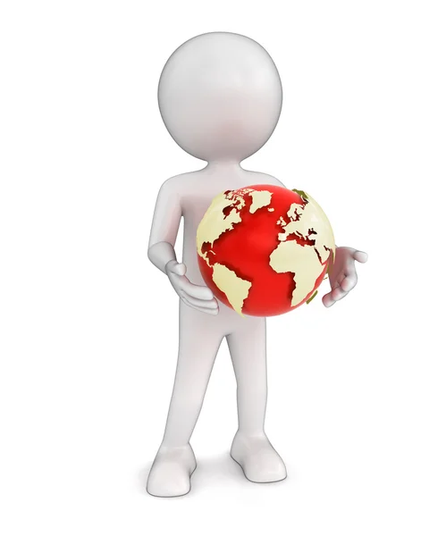 Man met globe — Stockfoto