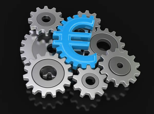 Cogwheel euro (clipping path included) — Stock Photo, Image