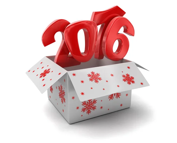 New year 2016 in box (clipping path included) — Stock Photo, Image