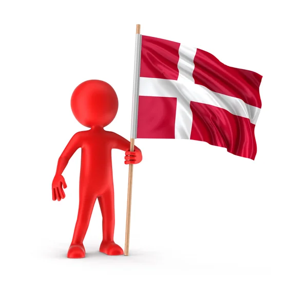 Mann und dänische Flagge (Clipping-Pfad enthalten) — Stockfoto