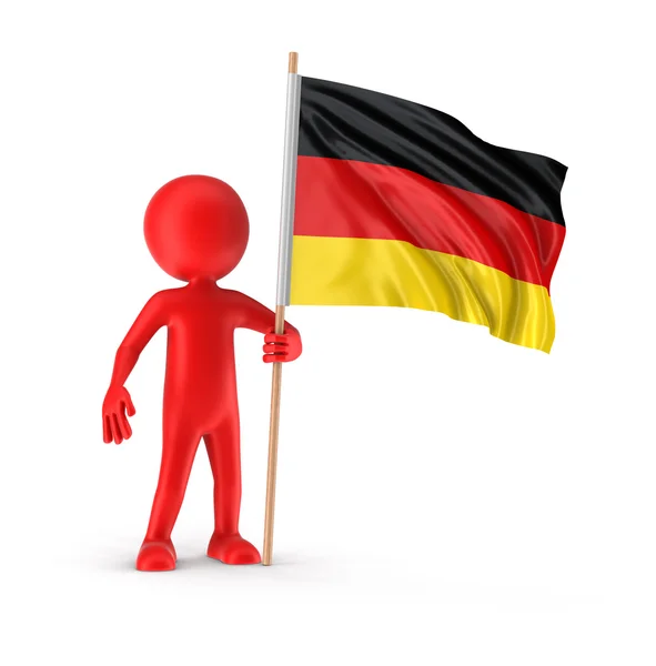 Hombre y bandera alemana (ruta de recorte incluida) ) — Foto de Stock