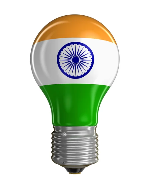 Light bulb with Indian flag (clipping path included) — Stock Photo, Image