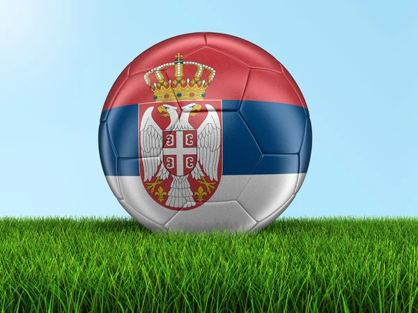 Футбол с сербским флагом — стоковое фото