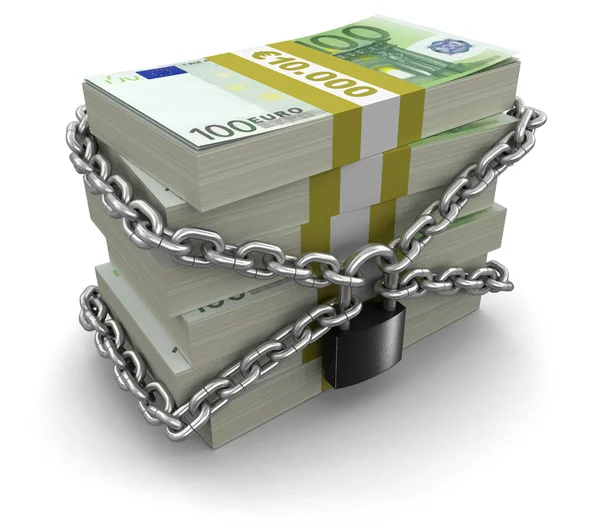 Haufen Euro und Schloss — Stockvektor