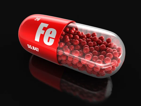 Vitamin capsule Fe (clipping path included). — Stock Photo, Image