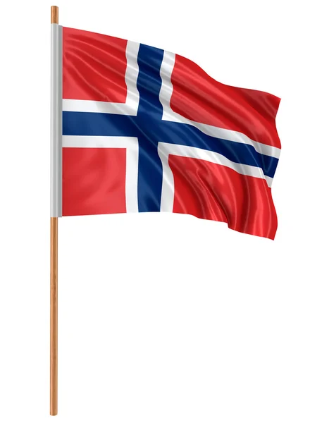 3D Norska flaggan (urklippsbana ingår) — Stockfoto