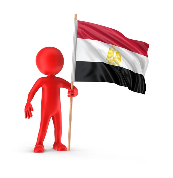 Man and Egyptian flag (clipping path included) — Stock Photo, Image