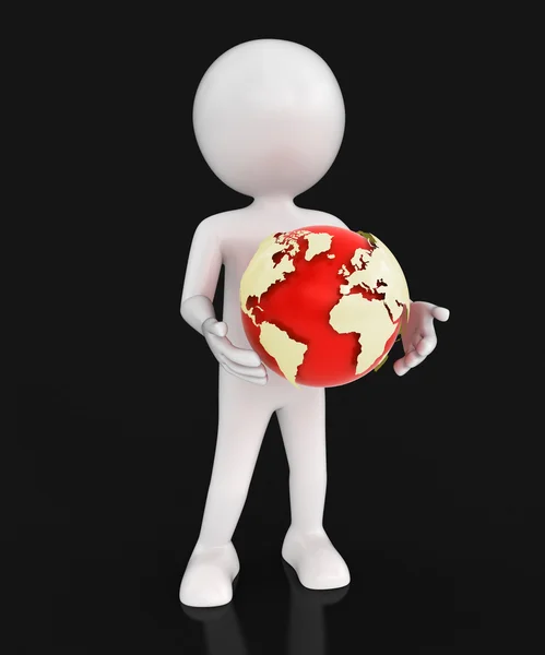 Man met globe — Stockfoto