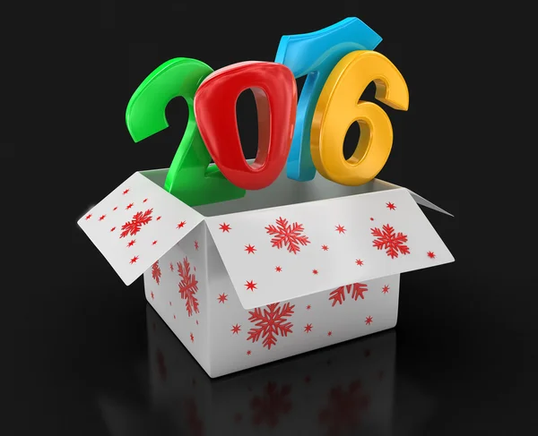 New year 2016 in box (clipping path included) — Stock Photo, Image