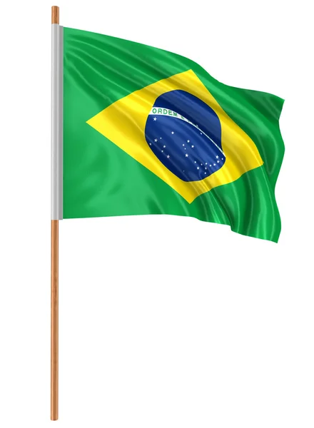 3D Brazilian flag (clipping path included) — Stock Photo, Image