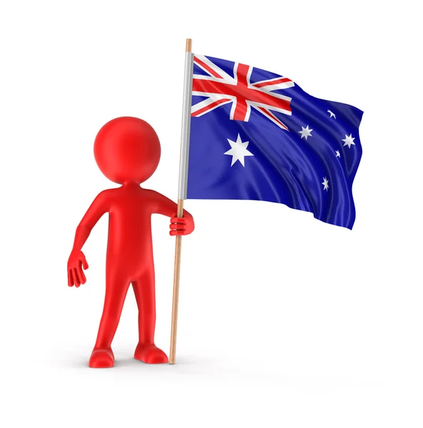 Man and Australian flag (clipping path included) — Stock Photo, Image