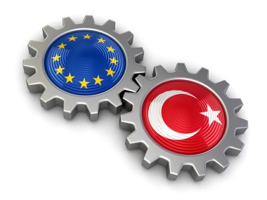 Bir vites (dahil kırpma yolu üzerinde Türk ve Avrupa Birliği bayrakları)