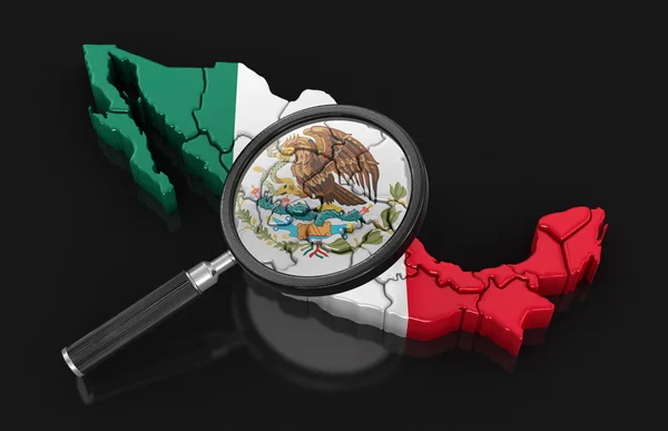 Mapa z Mexika s lupou — Stock fotografie