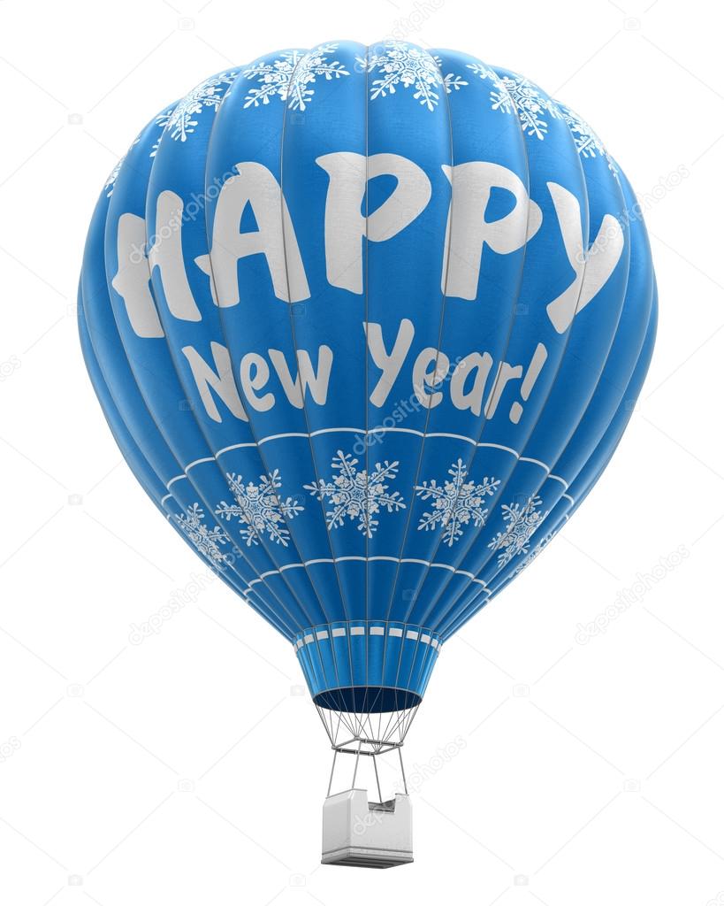 Hot Air Balloon with Happy New Year! (clipping path included)