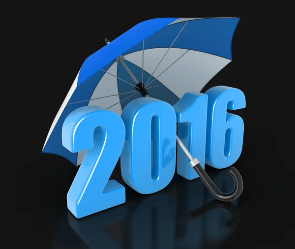 Ano 2016 sob guarda-chuva (caminho de recorte incluído ) — Fotografia de Stock