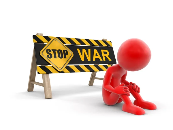 Stop segno di guerra e l'uomo — Foto Stock