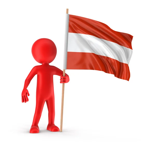 Man en Oostenrijkse vlag (uitknippad opgenomen) — Stockfoto