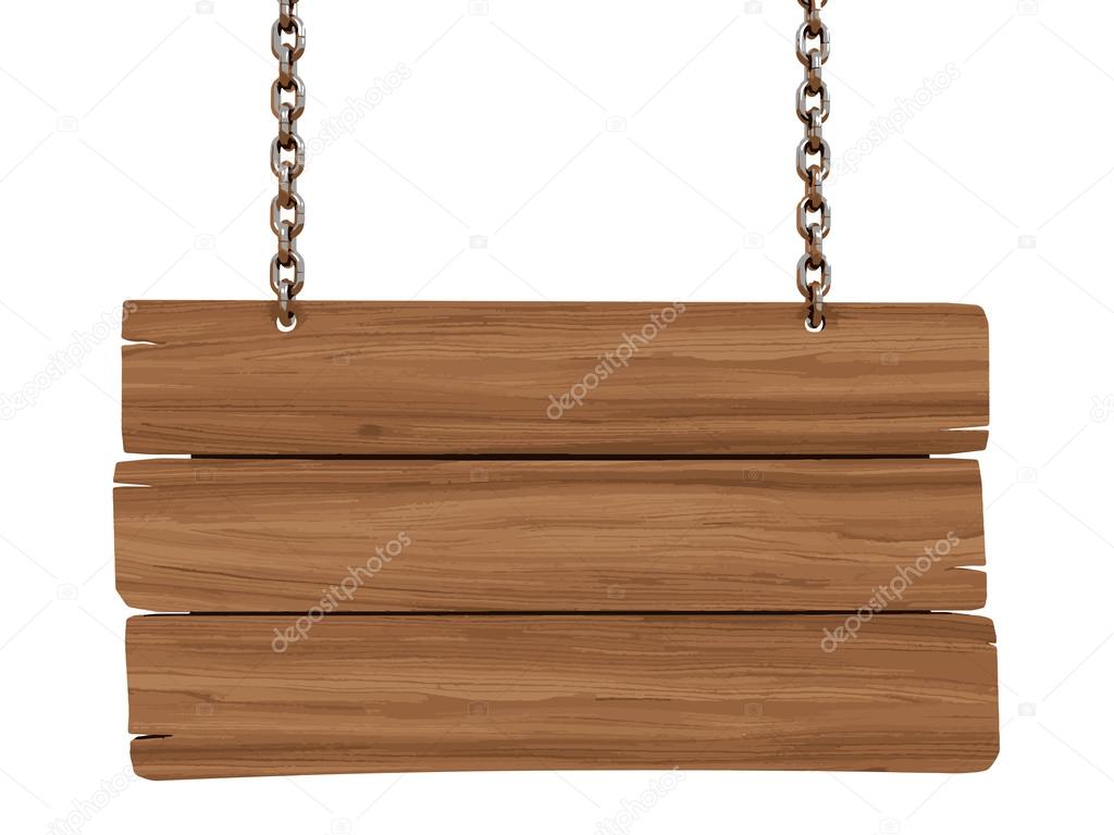 Wooden Blackboard hanging on chains