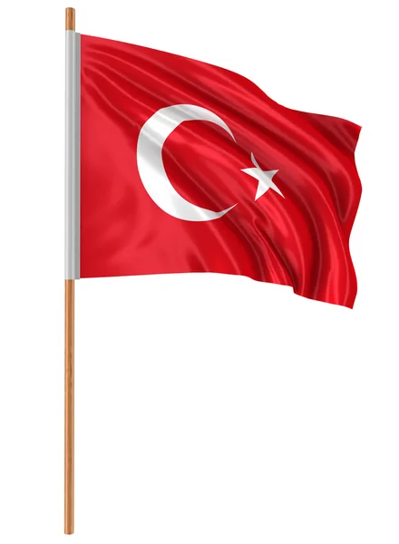 3d türkische Flagge (Clipping Pfad enthalten) — Stockfoto