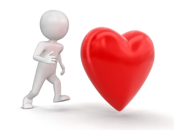 Man and heart (clipping path included) — Stock Photo, Image