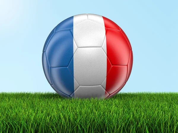 Voetbal voetbal met de Franse vlag op gras — Stockfoto