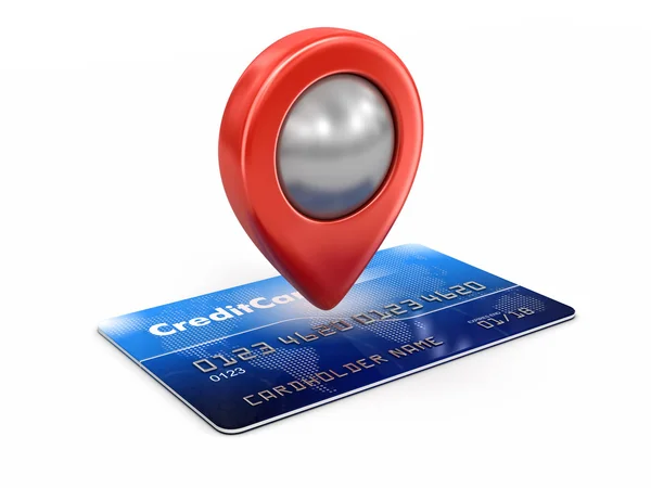 Кредитные карты и указатель (включая путь вырезания) ) — стоковое фото