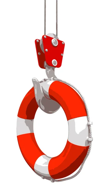 Crane solleva Lifebuoy — Vettoriale Stock