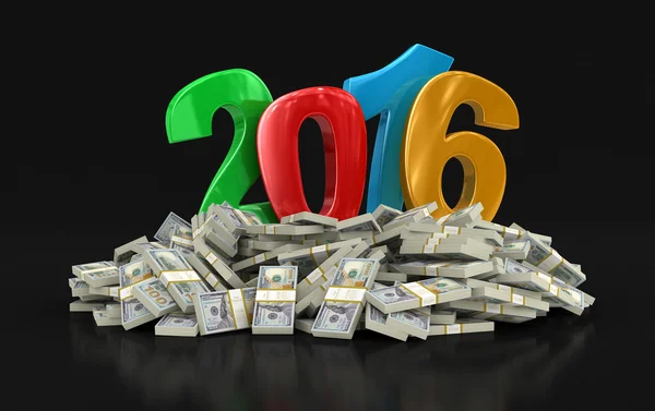 Nytt år 2016 och dollar (urklippsbana ingår) — Stockfoto