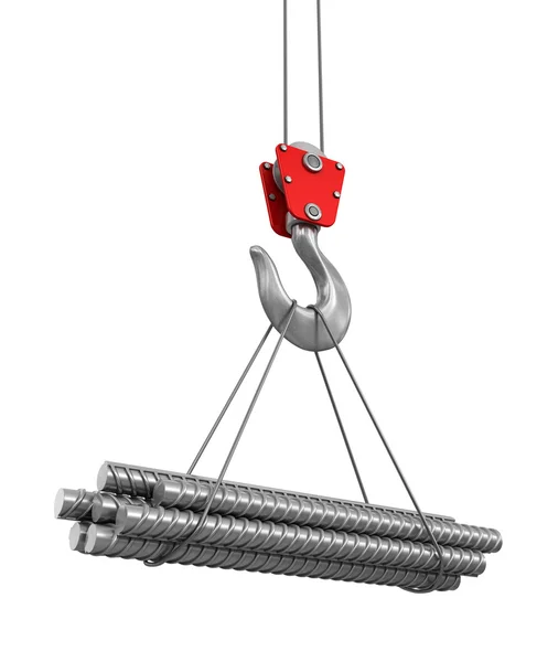 Строительная арматура на крючке — стоковое фото
