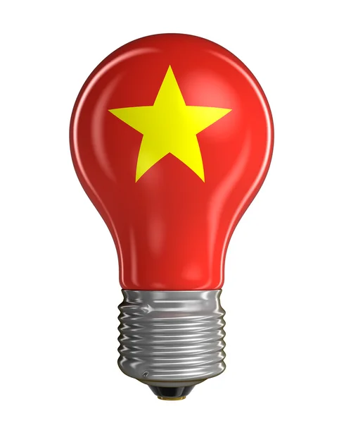 Lampu bohlam dengan bendera Vietnam (jalur kliping disertakan ) — Stok Foto
