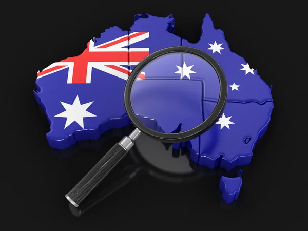 Map of Australia with loupe — Stock Photo, Image