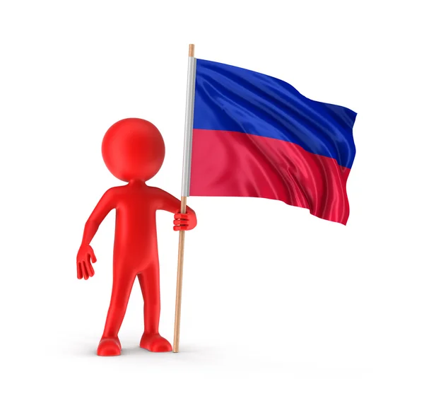 Man and Haitian flag (clipping path included) — Stock Photo, Image