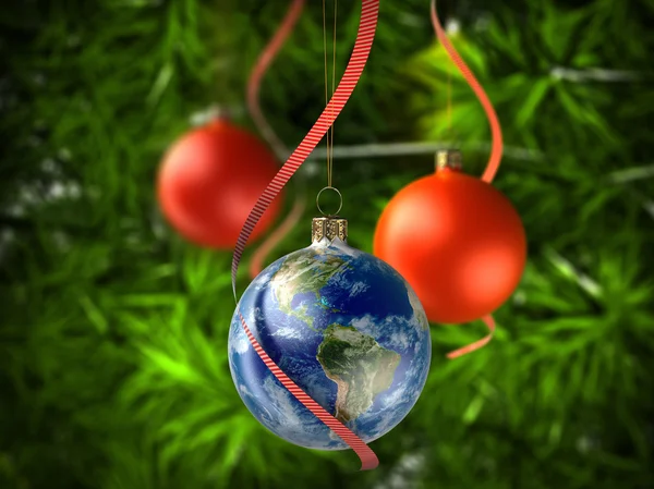クリスマス ツリーにクリスマス ボール グローブ — ストック写真