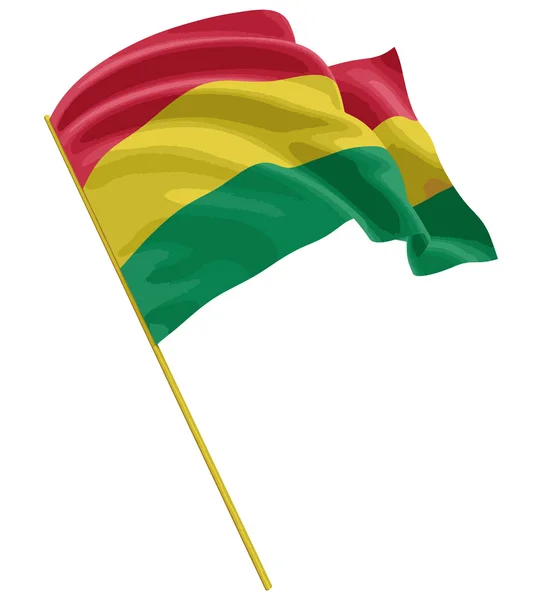 Bolivijská vlajka s povrchovou texturou tkaniny. Bílé pozadí. — Stockový vektor