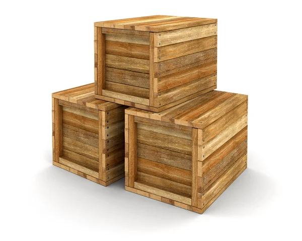 Caixas de madeira (caminho de recorte incluído ) — Fotografia de Stock