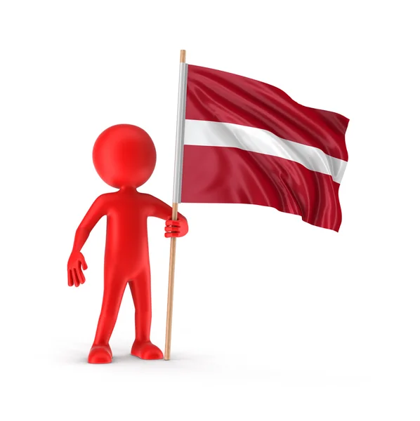 Man en Letse vlag (uitknippad opgenomen) — Stockfoto