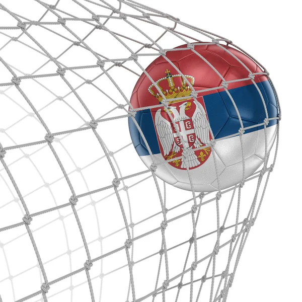 Serbian soccerball in net — Stock Photo, Image