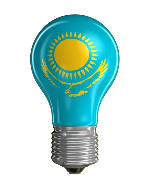 Light bulb with Kazakh Flag (clipping path included) — Stock Photo, Image