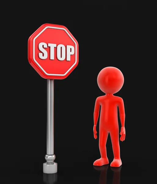 Stop sign dan man (termasuk jalur kliping ) — Stok Foto