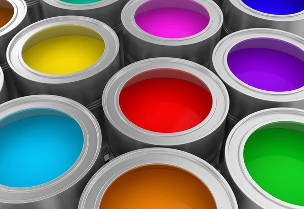 Cans of paint. 3d image — Stock Photo, Image