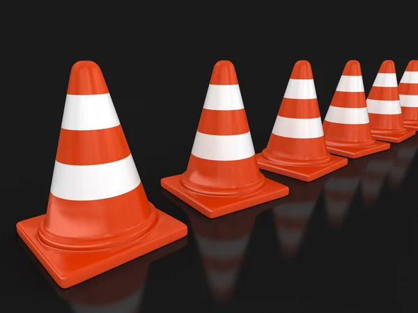 Linha de cones de tráfego — Fotografia de Stock