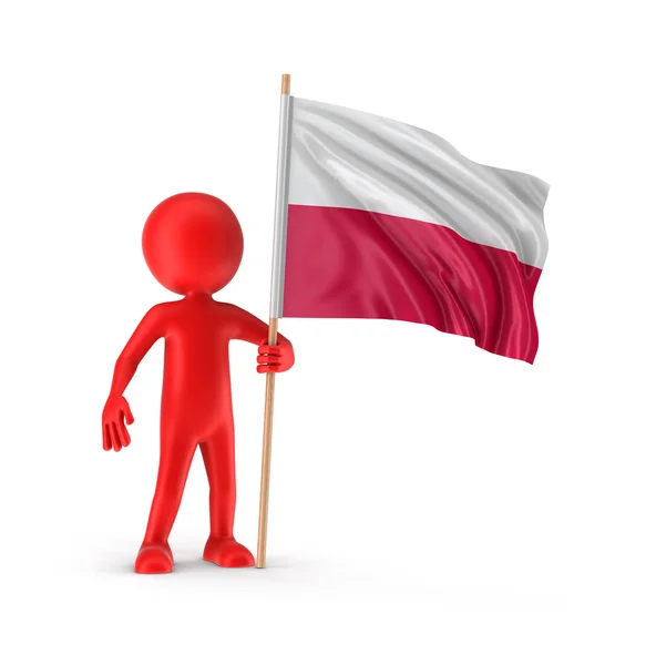 Man and Polish flag (clipping path included) — Stock Photo, Image