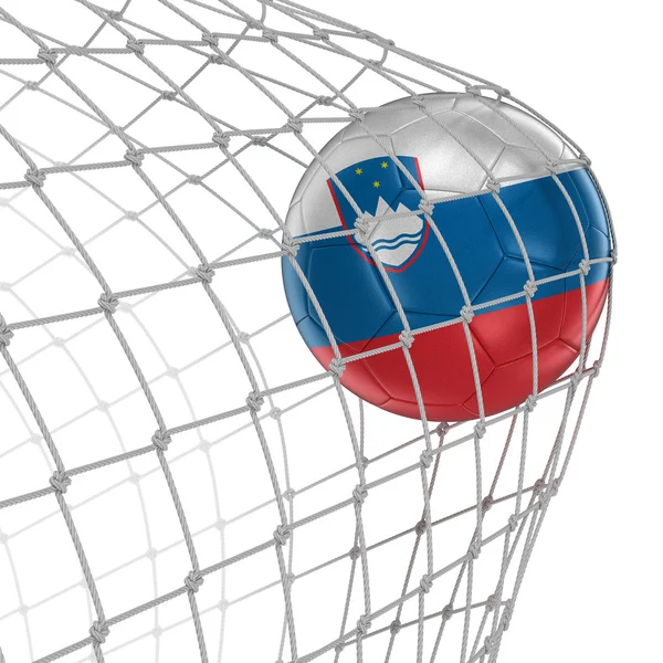 Slovene soccerball in net — Stock Photo, Image