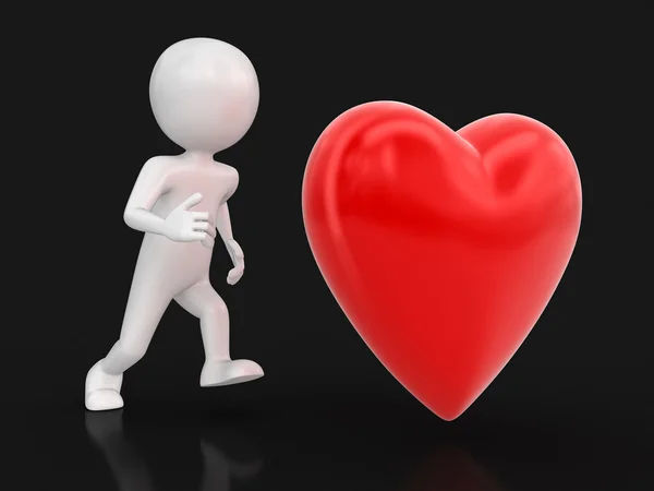 Man and heart (clipping path included) — Stock Photo, Image