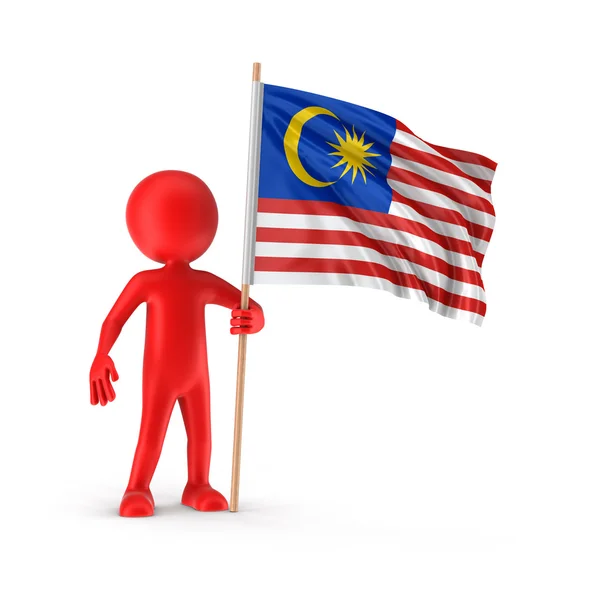 Man and Malaysia flag (clipping path included) — Stock Photo, Image