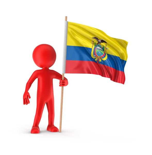 Homem e bandeira equatoriana (caminho de recorte incluído ) — Fotografia de Stock