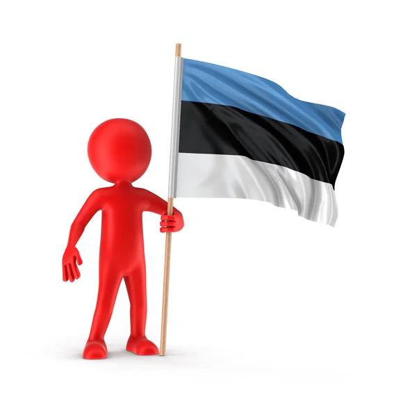 Man and Estonian flag (clipping path included) — Stock Photo, Image